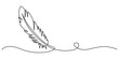 © LINE SIMPLE DRAWING - Bird feather Continuous one line art drawing  of outline line vector illustration with white background, Continuous one line drawing of Bird feather Isolated on white background, Bird feather.