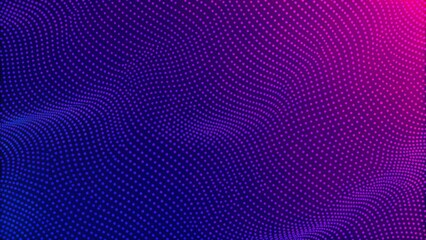 Poster - Abstract waving particle technology background design. Abstract wave moving dots flow particles, hi-tech and big data background design for brochures, flyers, magazine, business card, banner