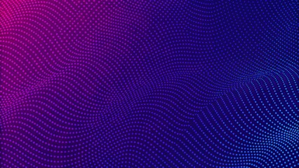 Poster - Abstract waving particle technology background design. Abstract wave moving dots flow particles, hi-tech and big data background design for brochures, flyers, magazine, business card, banner