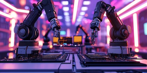 Futuristic Robotics at Work: Automated Arms Assembling Electronic Components in a Modern Lab