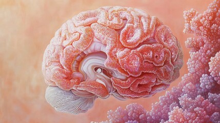 Wall Mural - detailed 3d rendering of a human brain, showcasing its intricate structure and complexity, set again