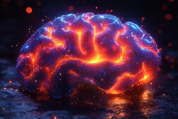 Poster - A Colorful and Abstract Representation of a Brain on Fire