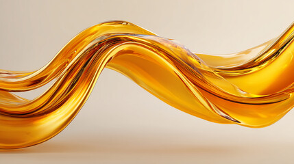 Fototapete - Abstract image of amber liquid flowing in smooth waves, creating elegant curves and a sense of fluidity, suggesting movement and luxury
