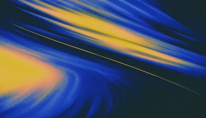 Poster - abstract cosmic streak of yellow and blue light over dark space background for sci-fi cover, digital art poster, futuristic motion graphic or print

