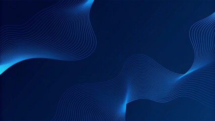 Poster - Abstract blue modern background with smooth lines. Dynamic waves. futuristic tech concept. Flowing energy shapes in digital space create a clean and elegant technology-inspired backdrop