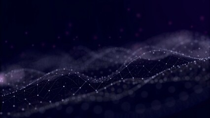 Aufkleber - Big data visualization. Abstract background with interweaving of dots. 3D rendering. Futuristic network structure, digital wave analysis, technology flow, complex mesh surface pattern.