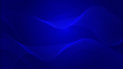 Aufkleber - Blue modern wave lines shiny futuristic technology background, digital abstract design template with light effects, innovation concept backdrop for presentations and web design