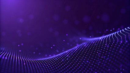 Fototapete - Particle stream. Purple background with many glowing particles. Information technology background. 3d rendering. Futuristic data flow concept with digital wave pattern and abstract light motion.