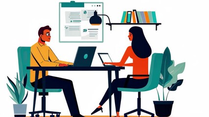 Aufkleber - Engaging business meeting with professionals collaborating in a modern workspace during the day