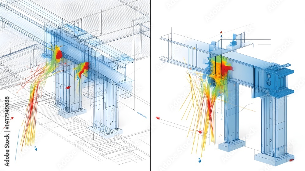 Technical blueprints displaying the framework and joint structure of a ...