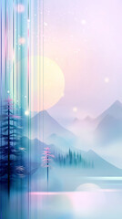 Wall Mural - Abstract colorful landscape image with geometric shapes.