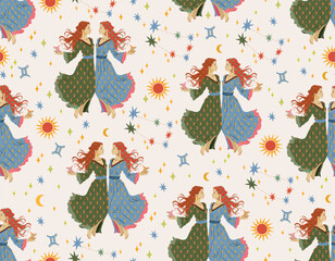 gemini zodiac star seamless pattern. sign symbol stars vector eps10 ,