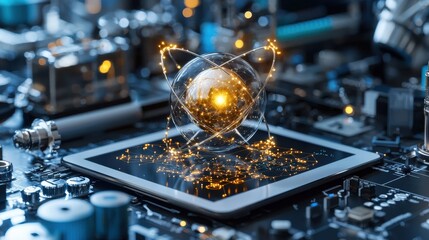 Aufkleber - A tablet with a glowing sphere on it