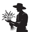 © Creative Image   - Silhouette farmer holding wheat harvest vintage illustration agricultural concept