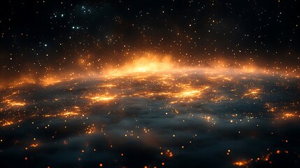 Wall Mural - Fiery celestial orb bathed in cosmic light.