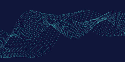 Wall Mural - flowing dot particles wave pattern in blue green gradient colors. cyber data particles. modern techn