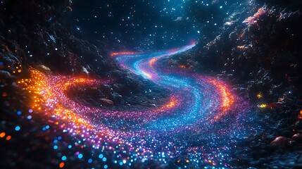 Wall Mural - Cosmic path winding through a vibrant nebula.