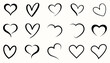 © Munnacreativehub - Elegant heart outline icon set. Collection of 15 heart icons in black line art style. Romantic designs, valentine’s day cards, wedding invitations, logos, stickers. Vector illustration.