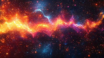 Wall Mural - Cosmic energy waves flow across the night sky.