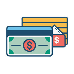 Poster - Credit Cards with Dollar Icon Representing Payment and Financial Transactions