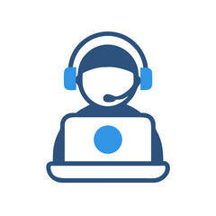 Fototapete - Customer Support Agent Icon Representing Online Assistance and Virtual Help Desk