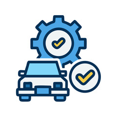 Poster - Gear with Checkmark Icon Representing Vehicle Maintenance and System Approval
