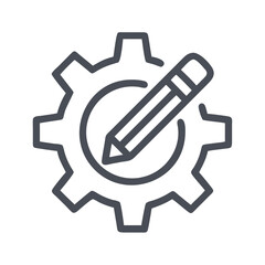 Aufkleber - Gear with Pencil Icon Representing Writing Settings and Editable Configuration Tools