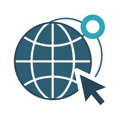 Poster - Globe with Pointer Icon Representing Global Business and International Market Reach