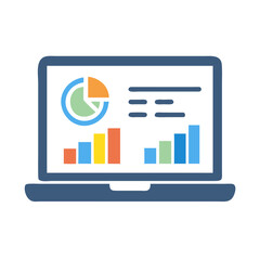 Fototapete - Laptop Screen Icon Representing Business Dashboard and Data Analytics Interface