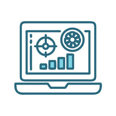 Fototapete - 
Laptop with GPU Stats Icon Representing Hardware Monitoring and Graphics Performance Analysis
