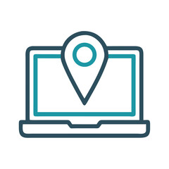 Fototapete - Laptop with Pin Icon Representing Location-Based Services and Online Geolocation Access
