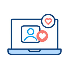 Fototapete - Laptop with User Icon Representing Social Engagement and Online Interaction