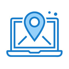 Fototapete - Laptop with Pin Icon Representing Location-Based Services and Online Geolocation Access