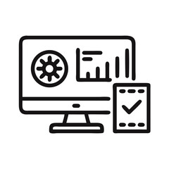 Fototapete - Monitor and GPU Icon Representing Display Performance and Graphics Rendering Capability