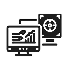 Fototapete - Monitor and GPU Icon Representing Display Performance and Graphics Rendering Capability