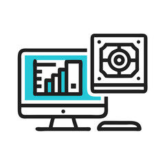 Fototapete - Monitor and GPU Icon Representing Display Performance and Graphics Rendering Capability