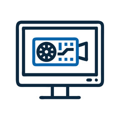 Fototapete - Monitor with GPU Icon Representing Graphics Display and Visual Performance Processing