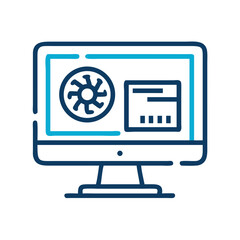 Fototapete - Monitor with GPU Icon Representing Graphics Display and Visual Performance Processing
