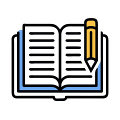 Poster - Open Book with Pencil Icon Representing Learning and Educational Writing Practice