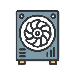 Aufkleber - PC Case with Fan Icon Representing Cooling System and Thermal Management Hardware