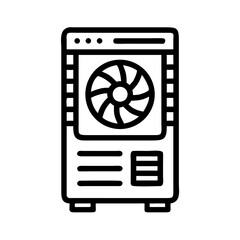 Aufkleber - PC Case with Fan Icon Representing Cooling System and Thermal Management Hardware