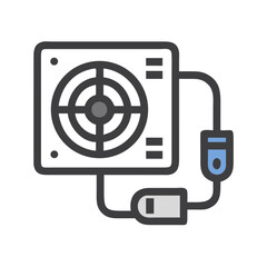 Poster - Power Supply with Cable Icon Representing PSU and Computer Energy Source