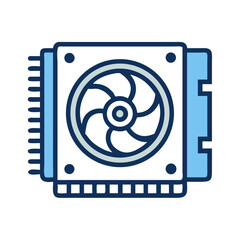 Aufkleber - Processor with Fan Icon Representing CPU Cooling and Thermal Management System