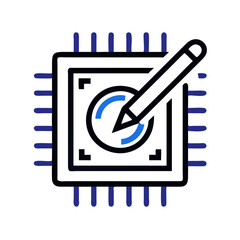 Aufkleber - Processor with Pen Icon Representing Overclocking Configuration and Custom CPU Tuning