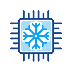 Aufkleber - Processor with Snowflake Icon Representing Chip Cooling and Thermal Management