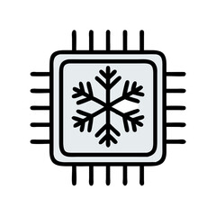 Aufkleber - Processor with Snowflake Icon Representing Chip Cooling and Thermal Management