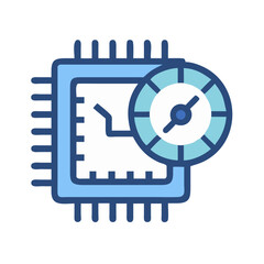 Aufkleber - Processor with Speed Gauge Icon Representing CPU Performance and Processing Speed
