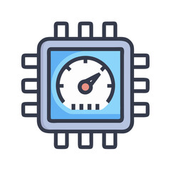 Aufkleber - Processor with Speed Gauge Icon Representing CPU Performance and Processing Speed