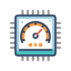 Leinwandbilder - Processor with Speed Gauge Icon Representing CPU Performance and Processing Speed