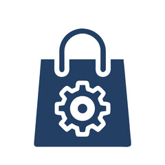 Aufkleber - Shopping Bag with Gear Icon Representing Purchase Settings and E-Commerce Configuration